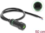 Delock RJ45 emane avatud kaabliotstega Cat.6 paneelikinnituskaabel M16.8 x 1,5 mm keerme ja korpusega 50 cm must (87181)