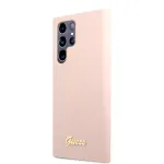 Guess Samsung Galaxy S22 Ultra Silicone Metal Logo Case Pink