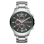ARMANI EXCHANGE AX2163 meeste kvartskronograafkell 46mm musta numbrilaua ja nahkrihmaga