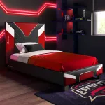 XROCKER m&auml;ngu- ja v&otilde;idus&otilde;iduvoodi 90x190cm punane tehisnahk