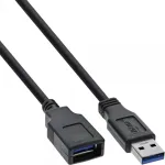 InLine 35630 USB 3.2 Gen.1 pikenduskaabel, A-t&uuml;&uuml;pi pistik / A-t&uuml;&uuml;pi pesa, 3 m, must