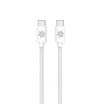 CELLY USBCUSBCCOTT - USB-C to USB-C puuvillast punutud kaabel, valge (Power Delivery)
