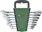 Bosch 8-osaline kombineeritud p&ouml;&ouml;rdmutterv&otilde;tmete komplekt 72-hambalise p&ouml;&ouml;ratava p&ouml;&ouml;rdmehhanismiga, kroomvanaadium, meetriline 8-19 mm, roheline/must karp
