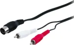 Wentronic AVK 114-150 1,5m 5-pin DIN - 2x RCA isane helikaabel - must 50014