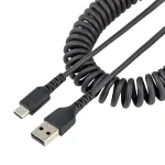 StarTech.com 20in (50cm) USB A to C laadimiskaabel, spiraalne vastupidav kiirlaadimine ja s&uuml;nkroonimine, k&otilde;rgekvaliteetne USB 2.0 A-USB USB-C kaabel, tugevdatud aramiidkiuga, vastupidav isane-isane USB-kaabel