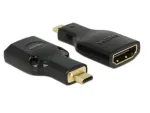 DeLOCK 65664 High Speed HDMI-adapter Etherneti toega, HDMI Micro-D isane &ndash; HDMI-A emane, 4K, must