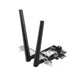 Sisemine WLAN Bluetooth adapter ASUS PCE-BE6500 &mdash; PCIe, kolmeribaline Wi‑Fi 6E/7 (2,4/5/6 GHz), Bluetooth 5.4, 2882 Mbps, v&auml;line antenn, must