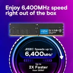 Crucial - DDR5 - Modul - 32 GB - DIMM 288-PIN - 3200 MHz / PC5-51200 CL52 1.1 V taktunabh&auml;ngig unbuffered on-die ECC Schwarz
