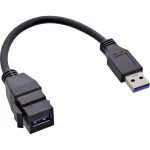 USB 3.2 Gen1 adapterkaabel InLine 76206C 0,2 m USB A-pistik Keystone emane