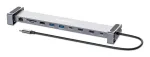 Manhattan USB-C dokk/jaotur kaardilugeja ja MST-ga, pordid (x7): Ethernet, HDMI (x2 4k@60Hz), USB-A (x3) ja USB-C, Power Delivery (PD) 100W &ndash; vajab v&auml;list USB-C laadijat (ei kuulu komplekti). USB-toitega (v&auml;list toiteallikat pole vaja), kui PD-d ei k ...