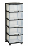 Curver 0806770146 hoiustamissahtliga kapp &mdash; 5 sahtlit, iga&uuml;ks 20 L, must/l&auml;bipaistev, 37&times;39&times;100 cm