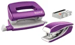 Leitz klammerdaja ja auguraua komplekt Mini WOW, 10 lehte, Metallic, Violetne, Metall, Plast, 80 g/m&sup2;, 3.5 cm, Tagumine