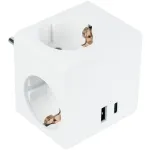 KABELMEISTER pistikupesakuubik 3x Schutzkontakt pistikupesa, USB-C 20W PD 3.0 ja USB-A 18W, 1,5m, valge