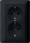 Gira System 55 Schuko pistikupesa, 2 pesa, must, t&auml;isplaat 0783005