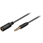 Wentronic Goobay 3,5 mm pikenduskaabel, must, 1,5 m &ndash; pistik 3,5 mm (4-kontaktiline, stereo) > pesa 3,5 mm (4-kontaktiline, stereo) (62478)
