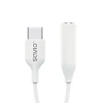 USB Type-C (M) &ndash; 3,5 mm pesa (F) heliadapter valge SAVIO AK-52