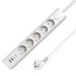 Microconnect 5-poolne USB Schuko pikendusjuhe sisse/v&auml;lja l&uuml;litiga 1,5 m, valge