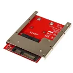 StarTech.com SAT32MSAT257 mSATA SSD &ndash; 2,5-tollise SATA adapter / konverter, 22-kontaktiline SATA, 6 Gbit/s, must, punane, h&otilde;bedane
