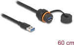 DeLOCK USB-kaabel USB Type-A-pistik emasele 5 Gbps 60 cm must IP68