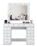 Meigilaud Kalune Design BJ119 - 2895 Valge tehispuit LED-peegliga