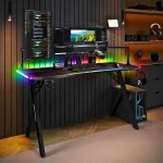 X Rocker Lumio XL RGB Gaming Desk with RGB Lighting & Mousepad, 140 cm