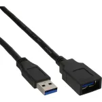 InLine USB 3.2 Gen.1 kaabel Type A-pistik / Type A-pesa, must, 1m