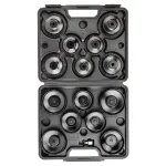 NEO TOOLS &Otilde;lifiltri pesav&otilde;tmete komplekt 16-osaline (65-100 mm, 3/8 tolli ajam, tass-t&uuml;&uuml;pi, mitme soonikuga, teras, puhutud vormiga karp)
