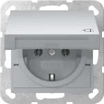 GIRA 445426 SCHUKO pistikupesa System 55 s&uuml;vispaigaldatav alumiiniumist klapiga, 16 A, 250 V, IP44