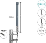 Delock 4G antenn SMA pistik 2 - 3 dBi j&auml;ik &uuml;mnisuunaline seina- ja mastikinnitus v&auml;listingimustesse hall 25 cm (60768)