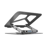 Unitek D1109A kokkuklapitav p&ouml;&ouml;rlev s&uuml;learvuti alus USB-C jaoturiga, HDMI 4K, PD 100 W, kuni 17 tolli (43,2 cm)