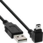 USB-t&uuml;&uuml;p A-pistik / Mini-USB isane 5 kontakti alla nurga all 90&deg; must 0,5 m InLine 34205