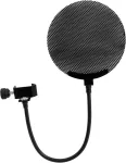 Mikrofoni popfilter Omnitronic mudel 60006250 metallist must, &uuml;mmargune v&otilde;rk-tuulekaitse