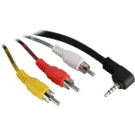 Wentronic Goobay 3,5 mm pistikupesa/RCA adapterkaabel, 1,5 m - 3,5 mm pistik (4-kontaktiline, stereo) 90&deg; > 3x RCA-pistik (50209)
