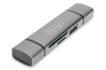 DIGITUS Combo kaardilugeja ja jaotur (USB-C + USB 3.0) 1x SD, 1x MicroSD, 1x USB 3.0, hall