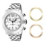 GLAM ROCK Naiste Miami Beach kronograaf-kell GR32154 - 44 mm roostevabast terasest korpus, valge silikoonrihm, &Scaron;veitsi kvartsliikumine
