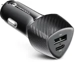 Forcell Carbon CC50-1A1C 38W Autolaadija USB-C PD 3.0 + USB-A QC 3.0 Must
