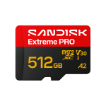 SanDisk Extreme PRO microSDXC 512 GB UHS-I A2 V30, kuni 250/170 MB/s, SDSQXCJ-512G-GS6MA