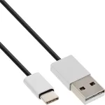 InLine USB 2.0 kaabel, USB-C isane / USB-A-pistik, must/alu, paindlik, 1.5m