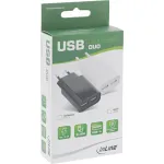 InLine USB toiteadapter DUO, 2 pordiga 100-240VAC kuni 5V / 2.1A valge