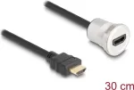 DeLOCK 88180 HDMI pikendusjuhe, HDMI-pistik &ndash; paneelile paigaldatav HDMI-pesa, 8K 60 Hz, M25 keere, 0,3 m, must/h&otilde;bedane