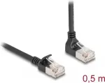 V&otilde;rgukaabel DeLOCK RJ45 Cat.6A S/FTP &otilde;huke 90&deg; allanurga all / sirge, must, 0,5 m