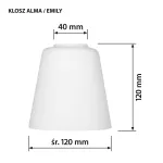 Lambivari ActiveJet EMILY klaasist, valge &mdash; l&auml;bim&otilde;&otilde;t 12 cm, kael 40 mm, k&otilde;rgus 120 mm