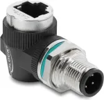 Delock M12 Adapter D-coded 4 Pin Male to RJ45 Female Panel Mount Round 90&deg; Angled (90664)