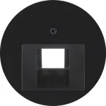 HAGER WLF1007BG Keskmine plaat UAE/RJ45 pistikupesa jaoks, Berker R.Classic, must l&auml;ikiv