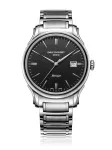 EMILE CHOURIET meeste &Scaron;veitsi automaatkell 40mm roostevaba teras must sihverplaat nahkrihm 081128G62586
