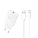 Dudao A4EU Adapter 10W 1xUSB-A koos USB-A&ndash;Lightning kaabliga (1m) &ndash; Valge