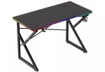 M&auml;ngulaud Huzaro Hero 1.7 RGB Must &mdash; sirge ergonoomiline laud 1200x600 mm, 750 mm k&otilde;rgus, LED, topsihoidja, k&otilde;rvaklappide konks