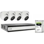 ABUS SECURITY-CENTER TVVR33843D 8-kanaliline h&uuml;briidne analoog-/IP-salvesti komplekt 4 mini-dome-kaameraga