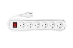 Microconnect MC-GRU0630DK pikendusjuhe 3 m 6 AC-pistikupesaga siseruumides kasutamiseks, valge
