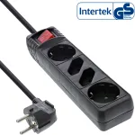 InLine pistikupesaga pikendusjuhe, 4-osaline, 2x CEE7/3 + 2x Euro CEE 7/16, must, 5 m